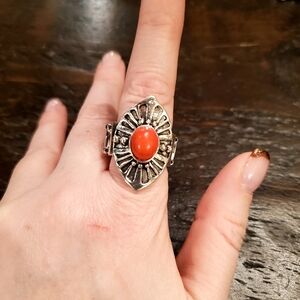 Silver and Red Paparazzi Ring